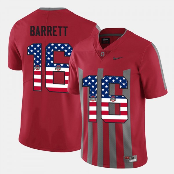 Ohio State Buckeyes J.T. Barrett Men's #16 Scarlet US Flag Fashion College Football Jersey 2404GIUG5